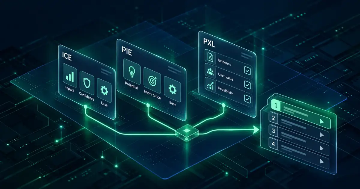 CRO Prioritization Framework: ICE vs PIE vs PXL Compared