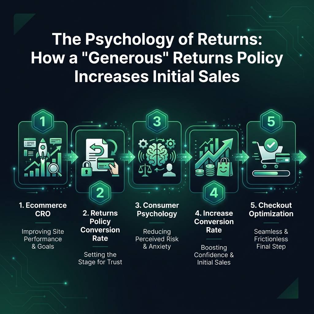 The Psychology of Returns: How a 'Generous' Returns Policy Increases Initial Sales infographic showing ecommerce CRO…