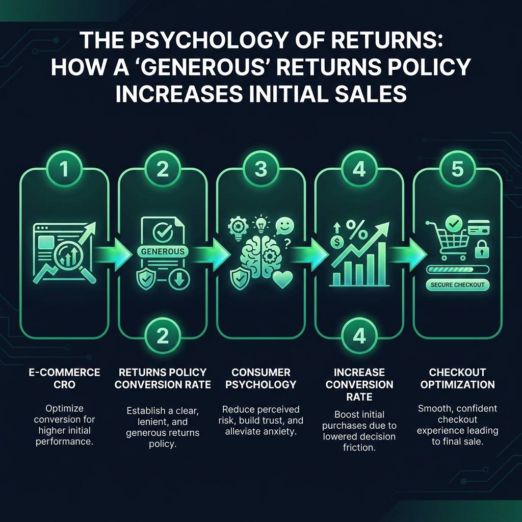 The Psychology of Returns: How a 'Generous' Returns Policy Increases Initial Sales infographic showing ecommerce CRO…
