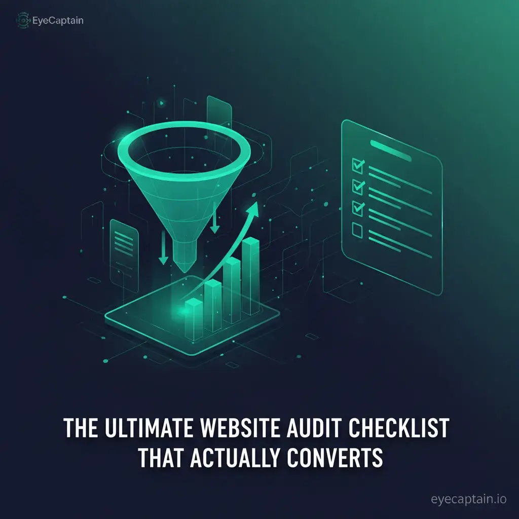 Infographic EyeCaptain για digital marketing - οπτικοποίηση εννοιών Conversion Rate, Audit