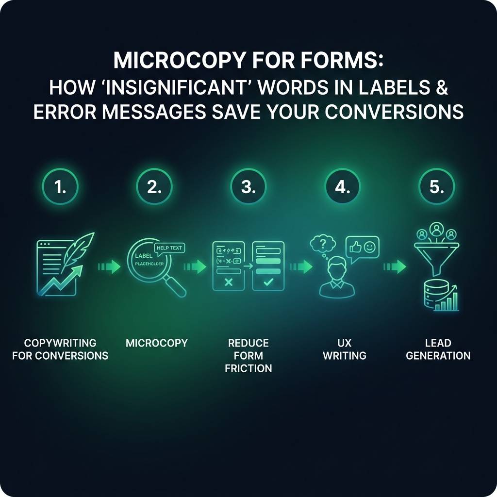 Microcopy for Forms: How 'Insignificant' Words in Labels & Error Messages Save Your Conversions infographic showing…