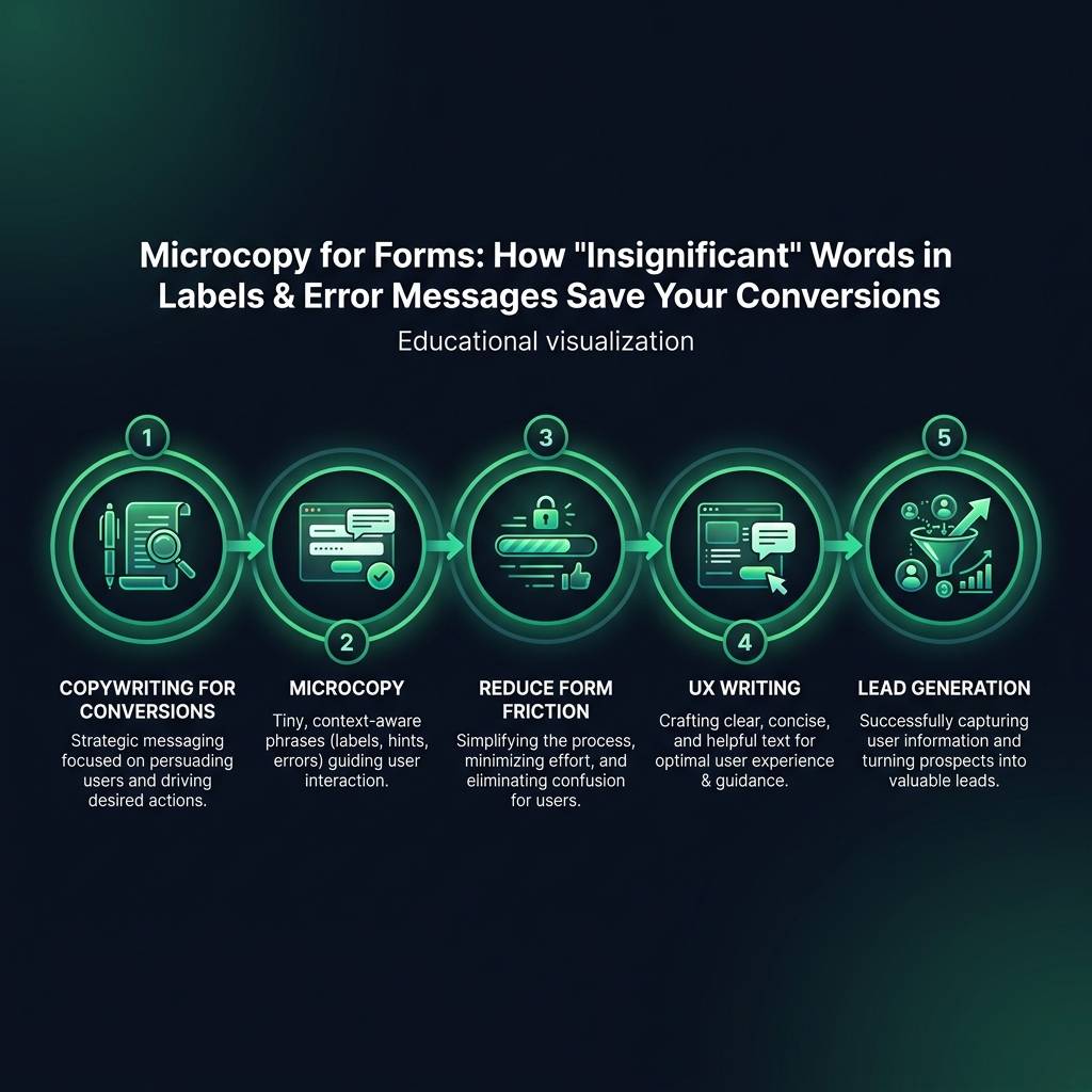 Microcopy for Forms: How 'Insignificant' Words in Labels & Error Messages Save Your Conversions infographic showing…