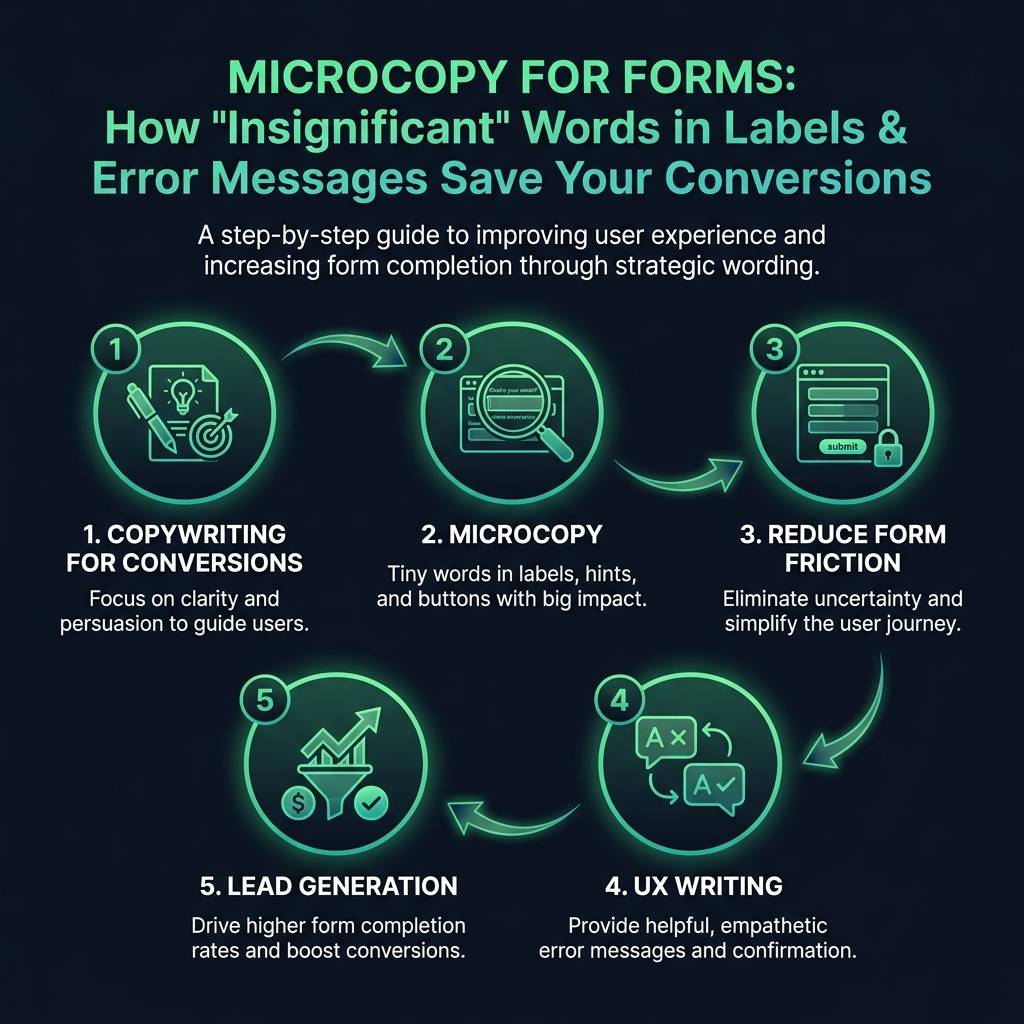 Microcopy for Forms: How 'Insignificant' Words in Labels & Error Messages Save Your Conversions infographic showing…