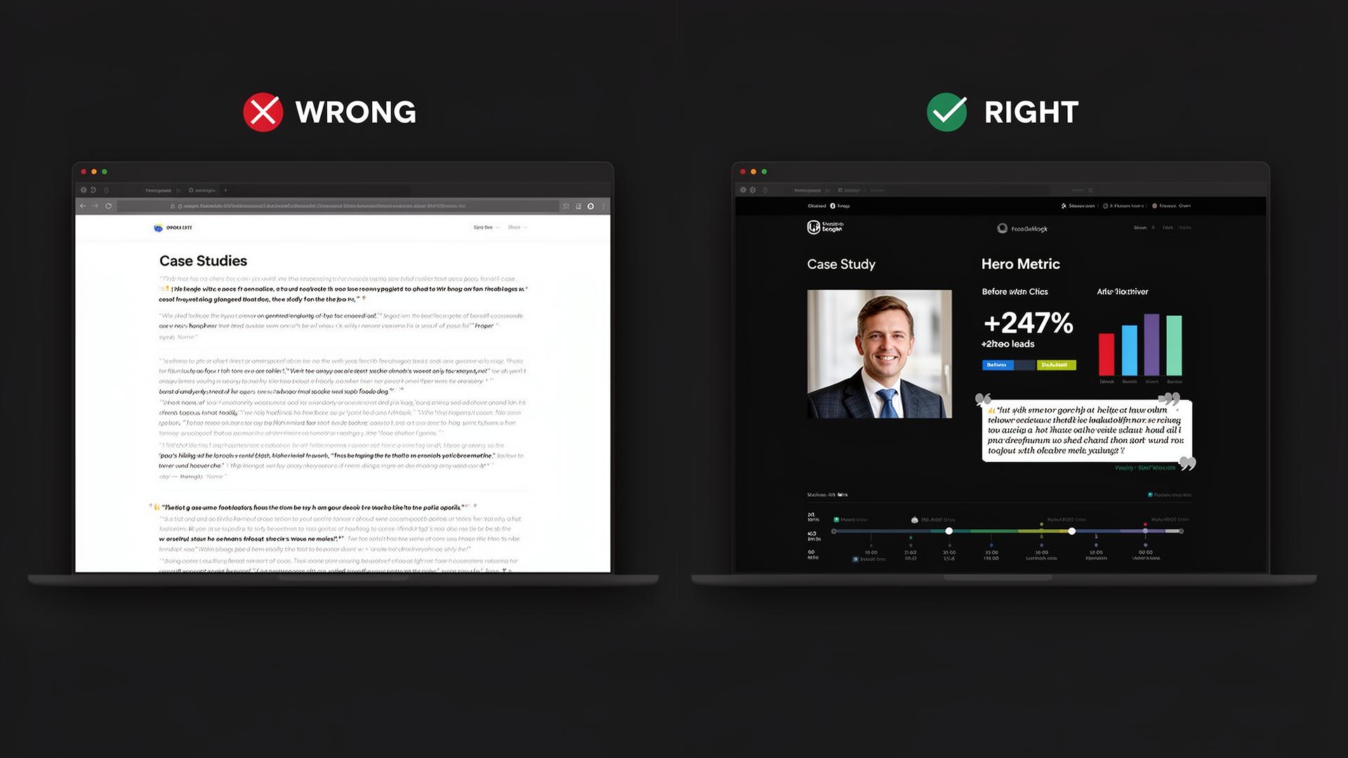 Case Studies. Wrong vs Right comparison