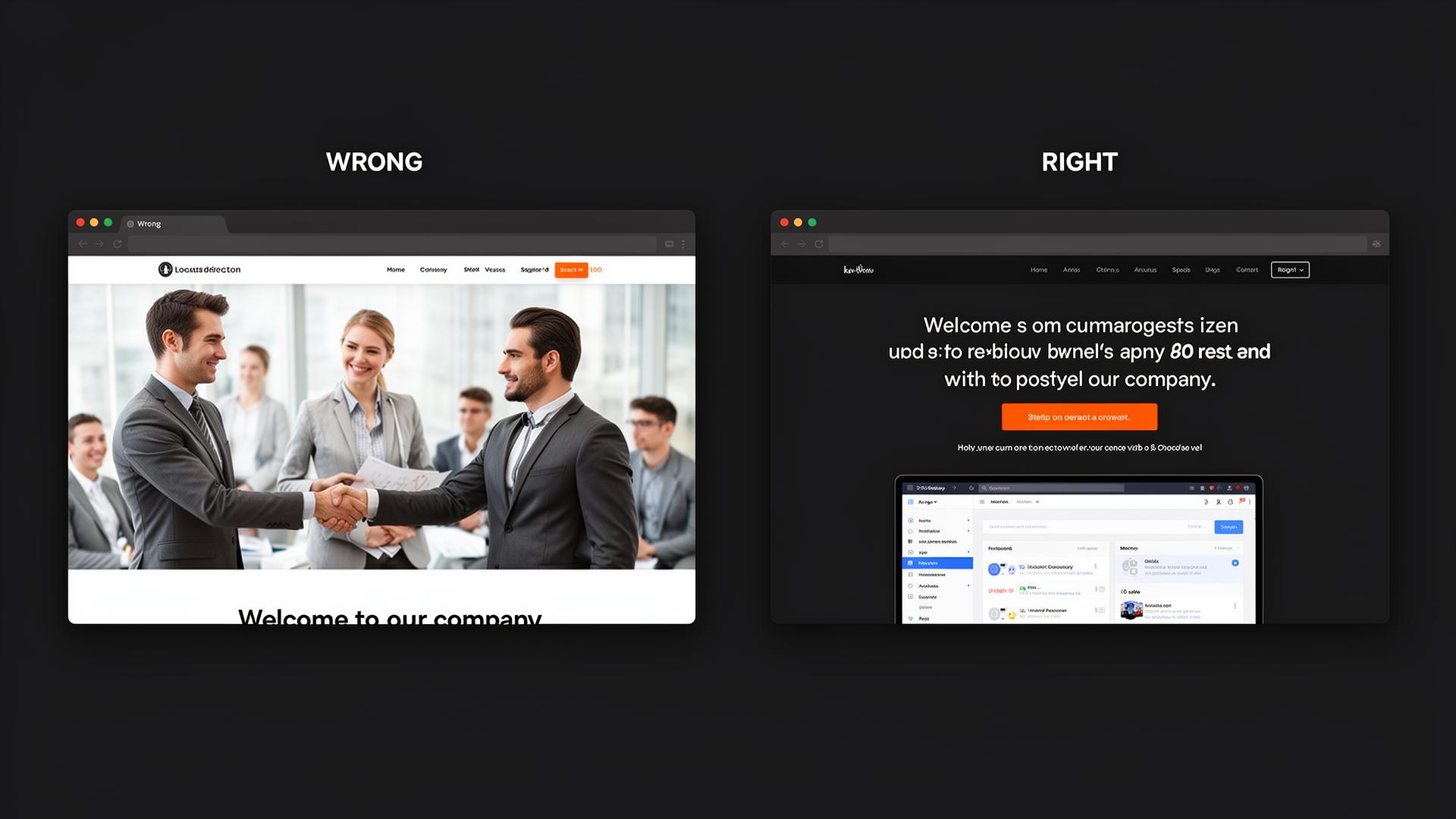 Hero Section. Wrong vs Right comparison