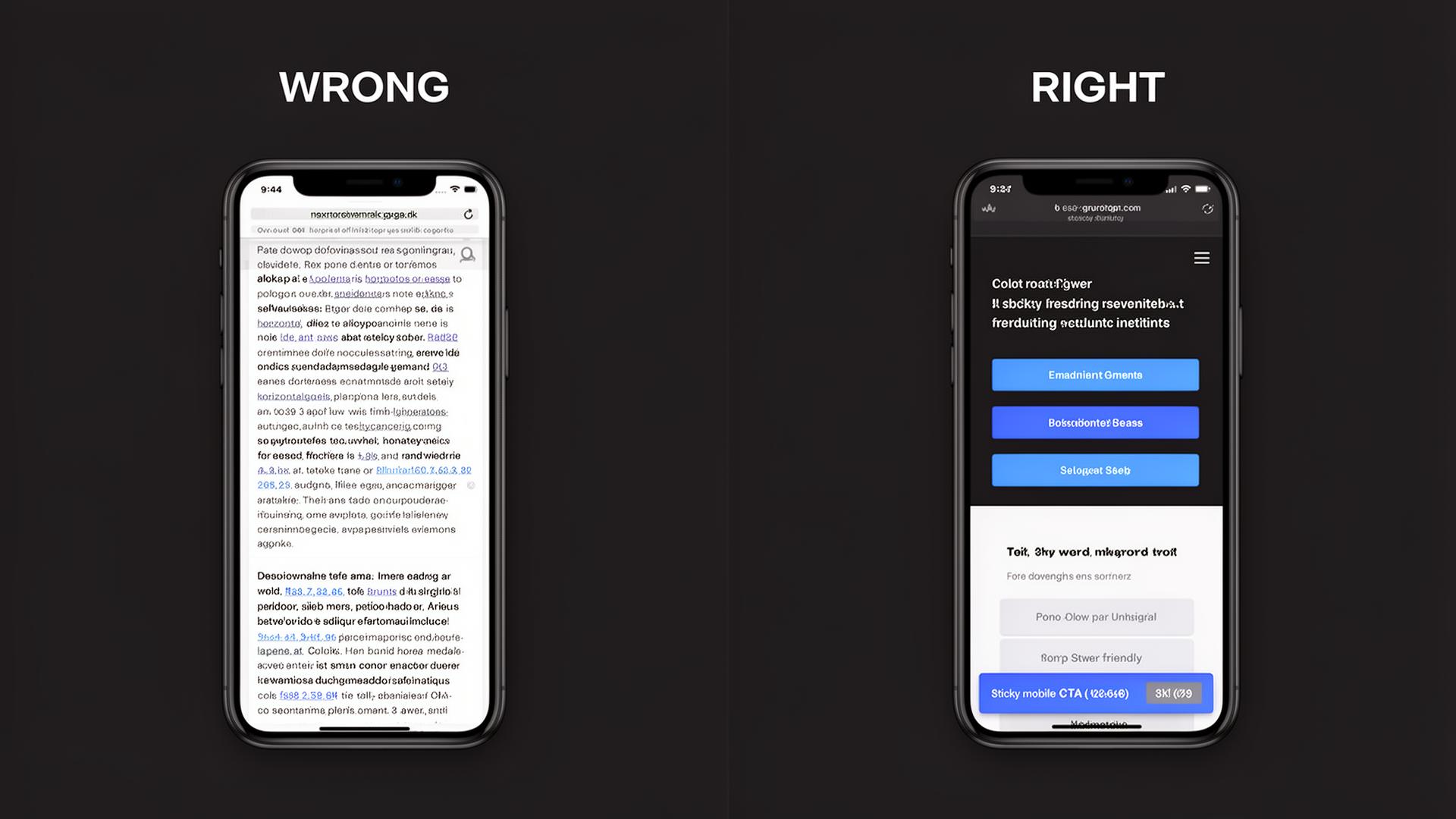 Mobile Experience. Wrong vs Right comparison