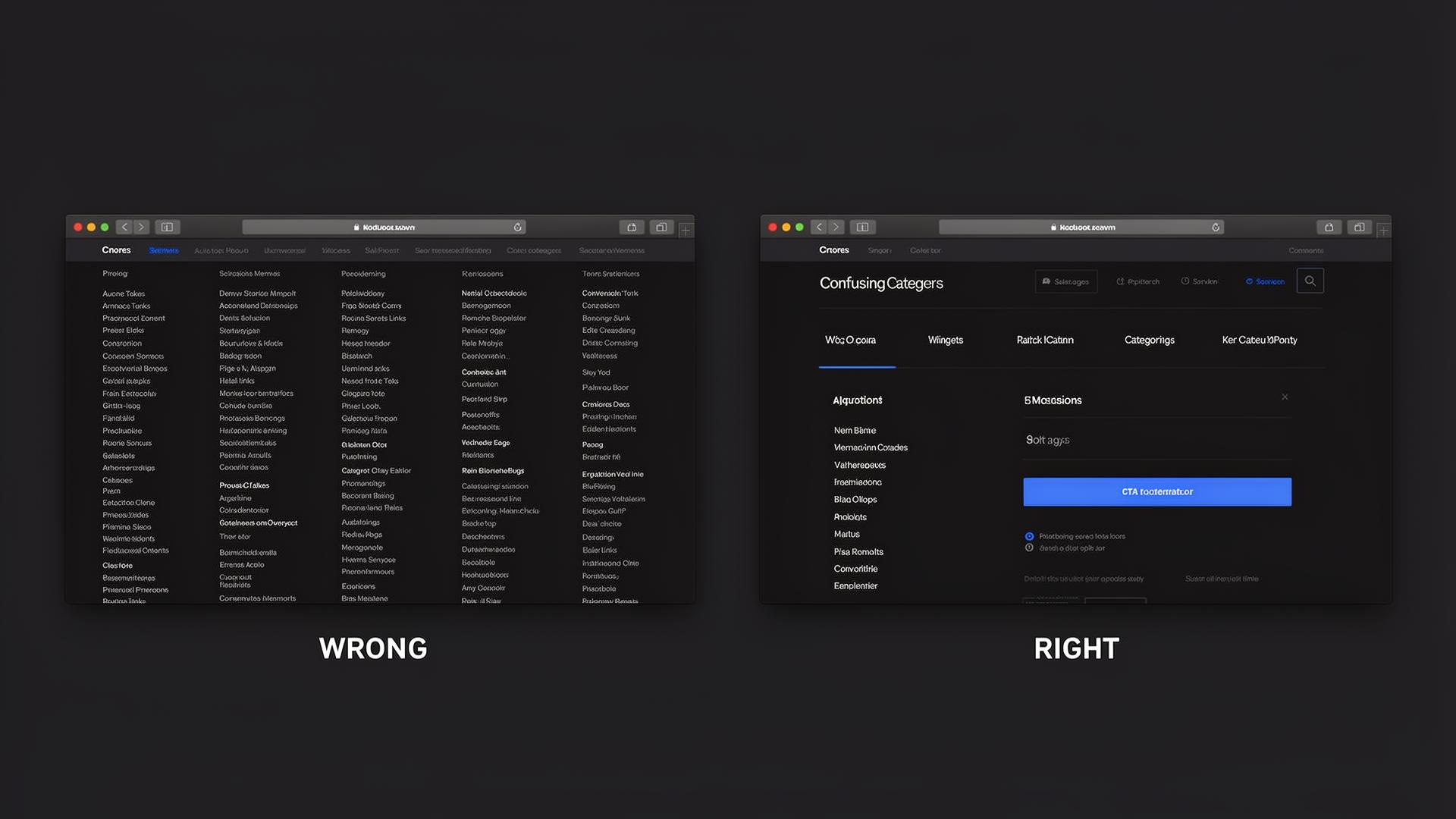 Navigation. Wrong vs Right comparison