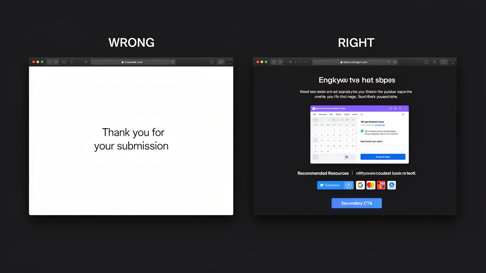 Thank You Page. Wrong vs Right comparison