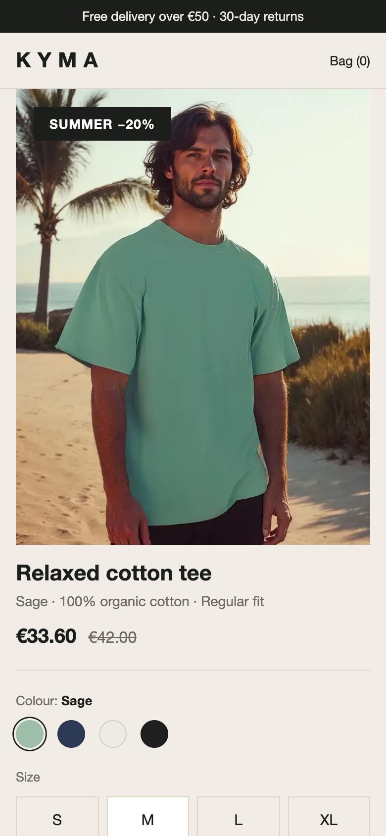 The same page on mobile